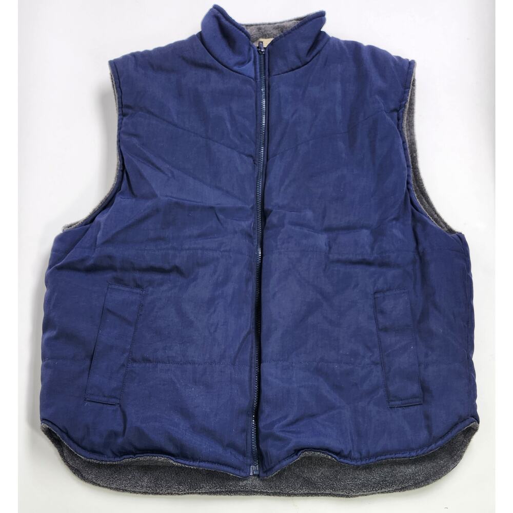 NATURALIFE Men's Blue with Gray Fleece Lined Vest - 47” Chest (L)